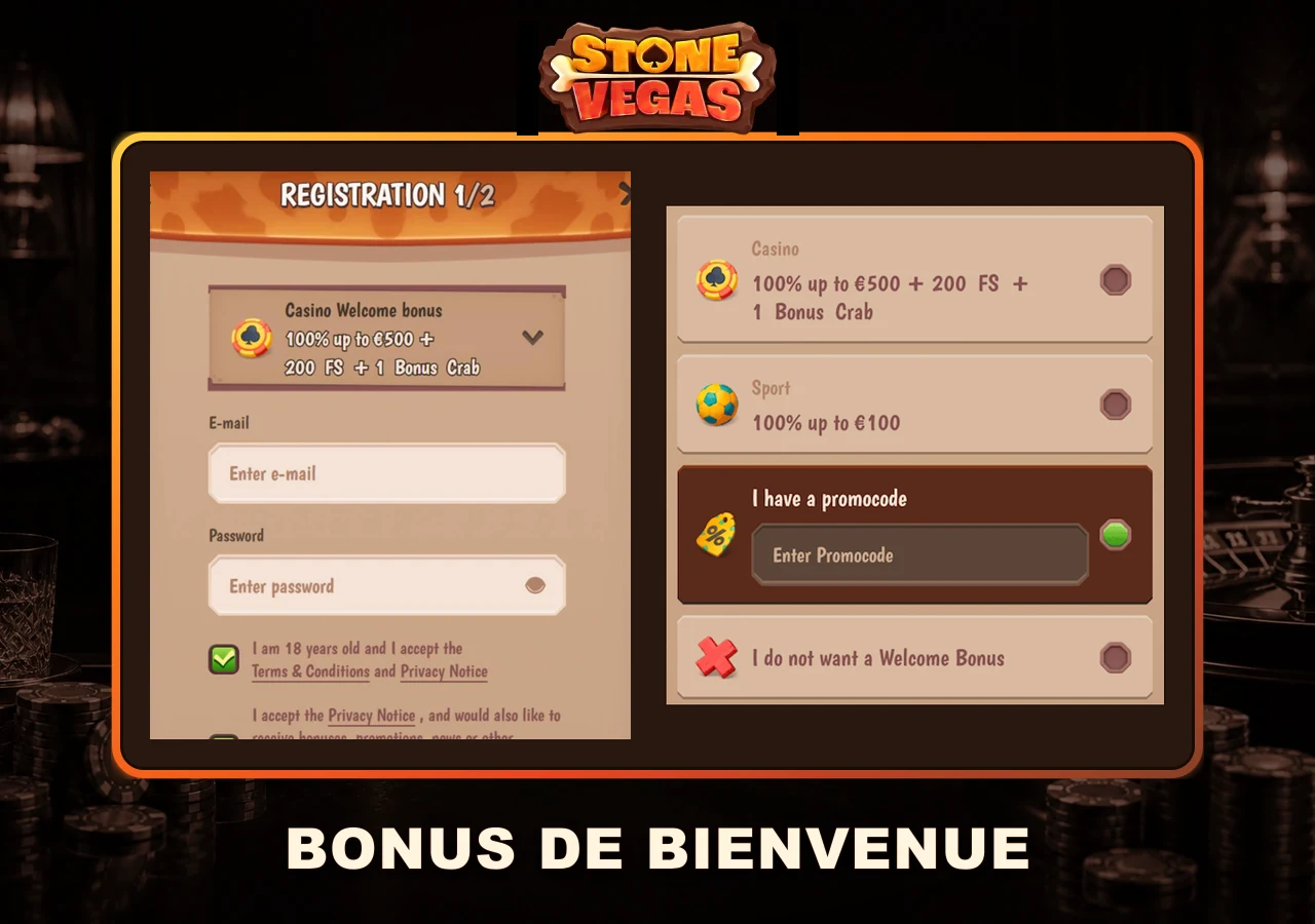Bonus de bienvenue Stone Vegas Casino