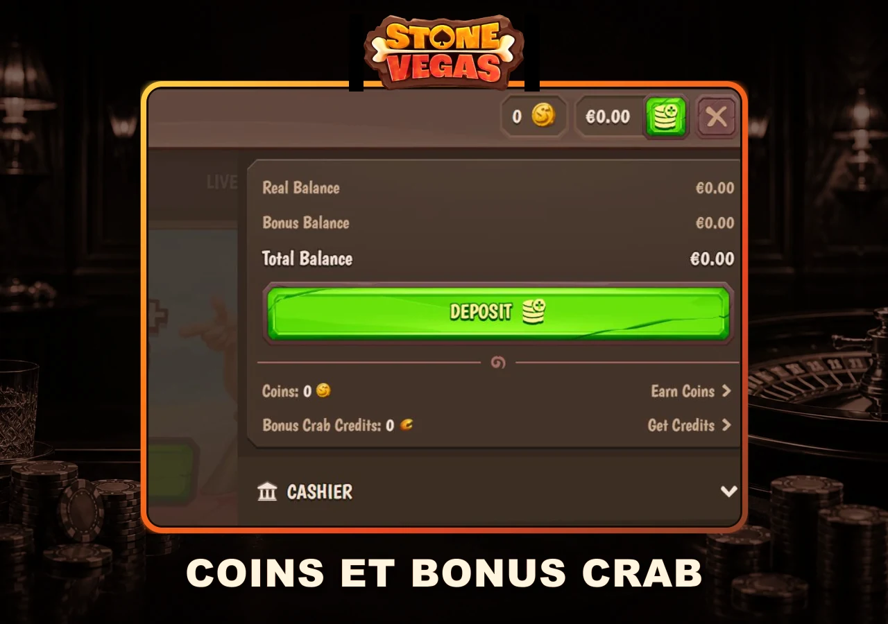 StoneVegas Coins et Bonus Crab Credits