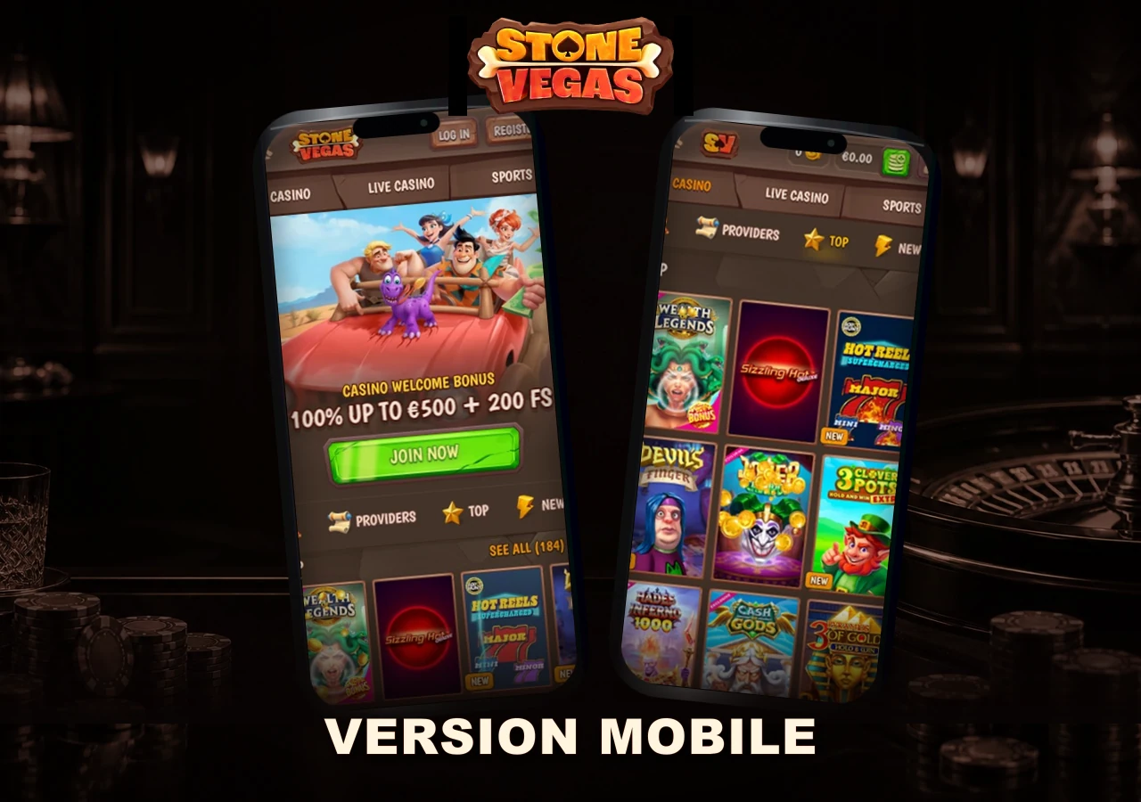 Version mobile Stone Vegas Casino sur smartphone